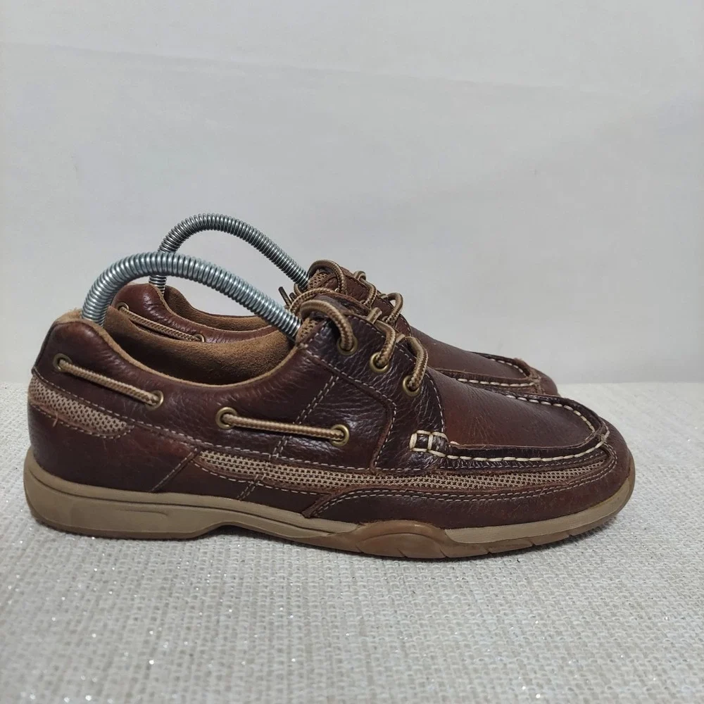 Bass & Co Earl 2 Mens 7.5 M Brown Leather‎ Boat Shoes Slip-on Loafers